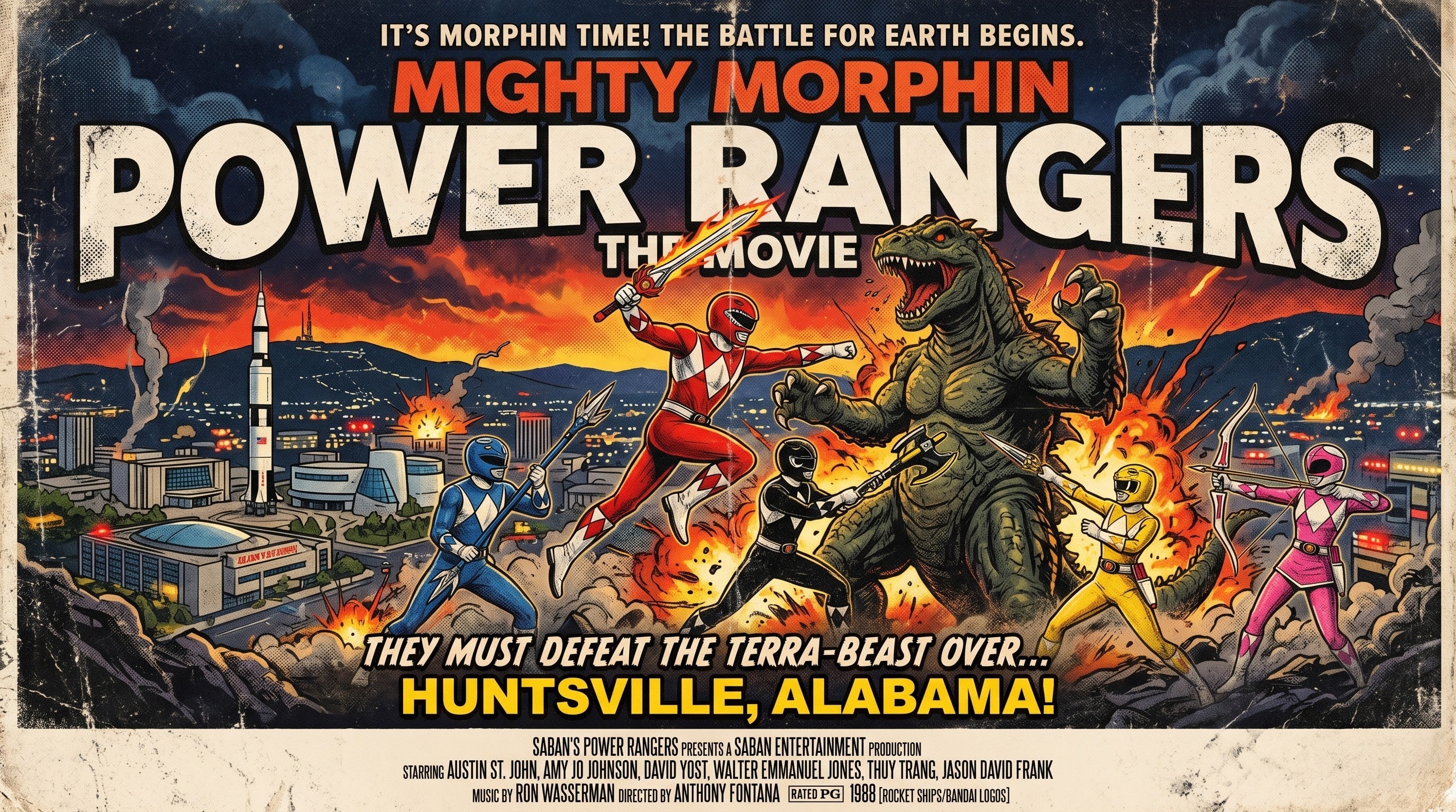 Mighty Morphin Power Rangers Saving Huntsville Alabama 11x17 Poster