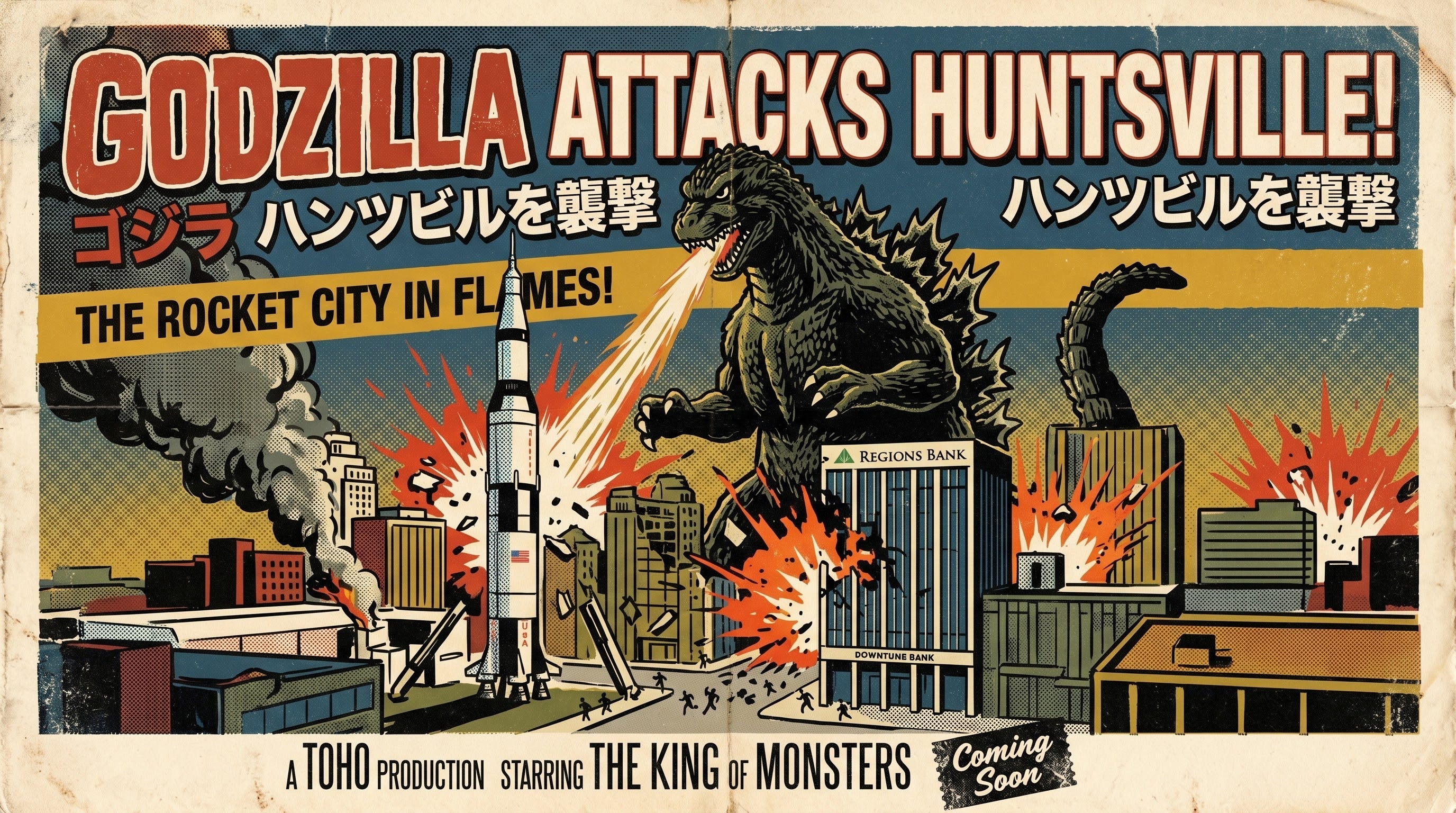 Godzilla Attack Huntsville Alabama 11x17 Poster